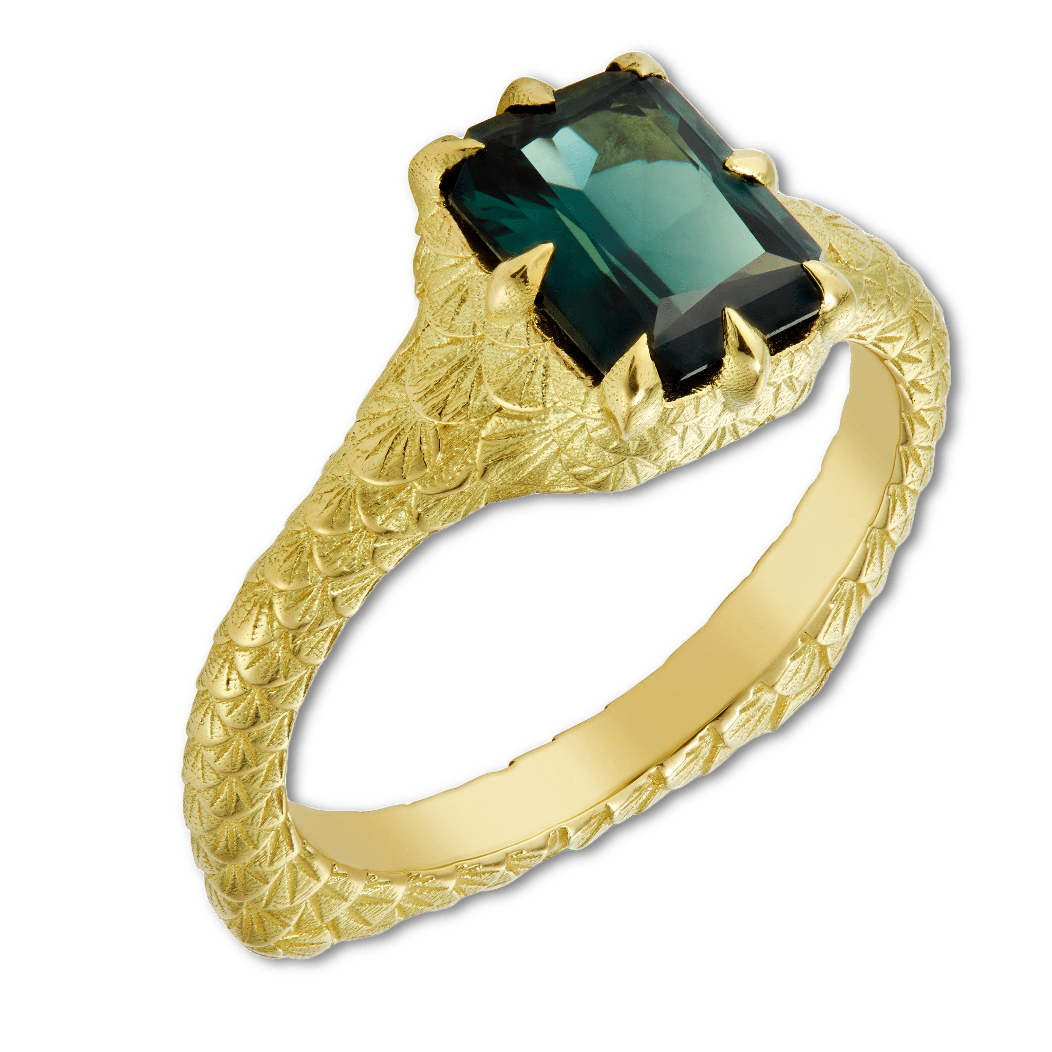 Teal Sapphire Hummingbird Ring, Sapphire Engagement Ring | CLIO