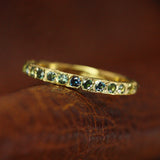 Bowerbird Round Blue & Teal Sapphire Half Eternity Ring OOAK