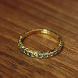 Bowerbird Round Blue & Teal Sapphire Half Eternity Ring OOAK - CLIO SASKIA
