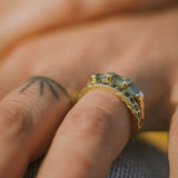 Bowerbird Round Blue & Teal Sapphire Half Eternity Ring OOAK - CLIO SASKIA