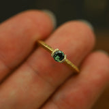 PETITE TEAL SAPPHIRE VEE RING - CLIO SASKIA