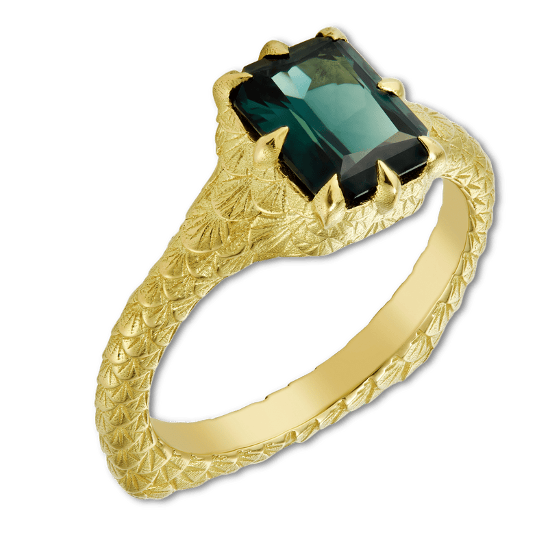 Teal Sapphire Hummingbird Ring - Clio Saskia