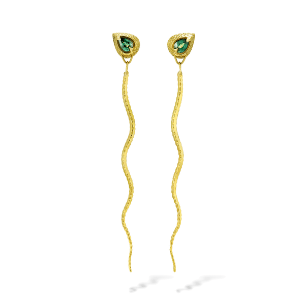 TEAL SAPPHIRE SLINK DROP EARRINGS - Pair - CLIO SASKIA