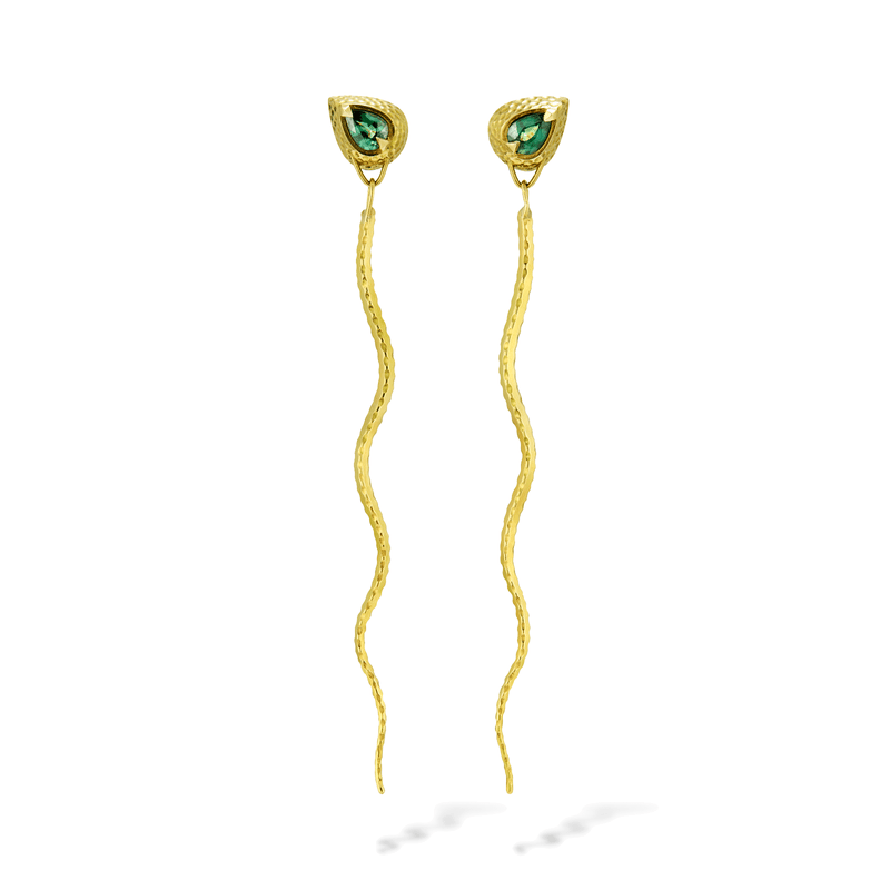 TEAL SAPPHIRE SLINK DROP EARRINGS - Pair - CLIO SASKIA