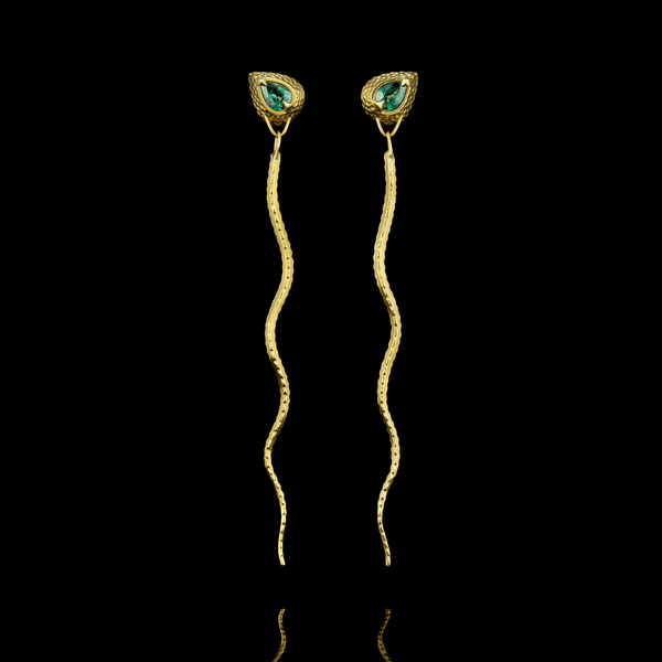 TEAL SAPPHIRE SLINK DROP EARRINGS - Pair - CLIO SASKIA