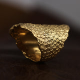 Bearded Dragon Armour Ring in 18 karat yellow gold on leather -  CLIO SASKIA