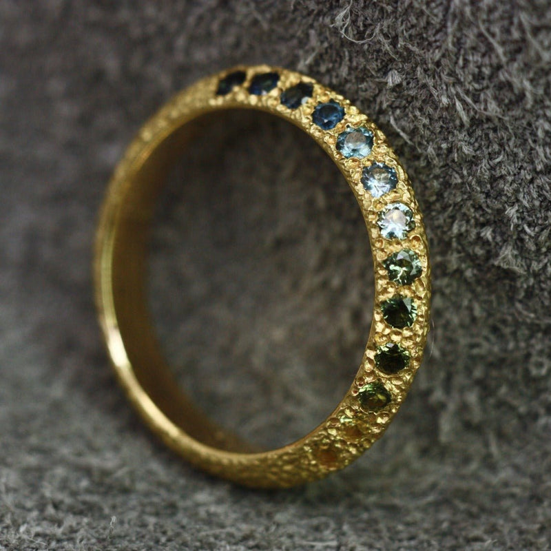 Speckled Ombré Sapphire Half Eternity Ring - CLIO SASKIA
