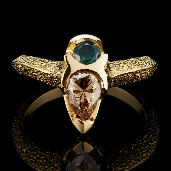 Toi et Moi Sapphire and Diamond Orchid Ring - CLIO SASKIA